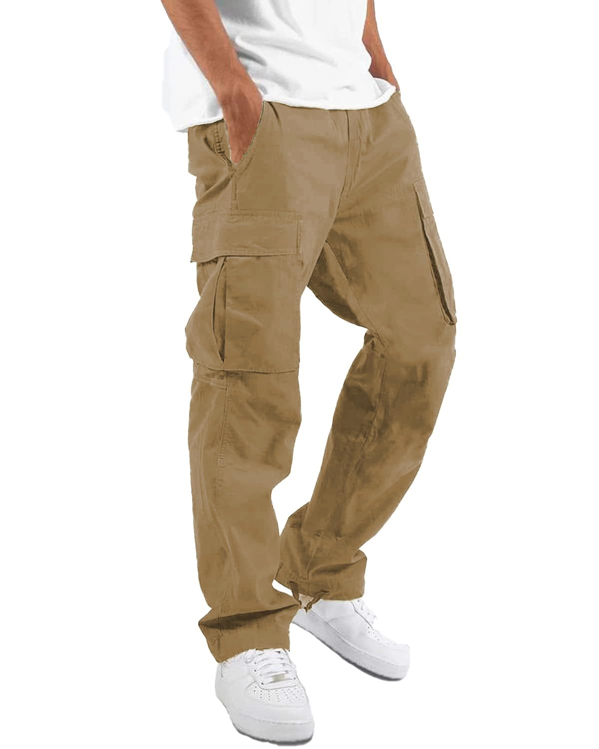 LYRXXX Men's Casual Cargo Pants Hiking Pants Workout Joggers Sweatpants for Men